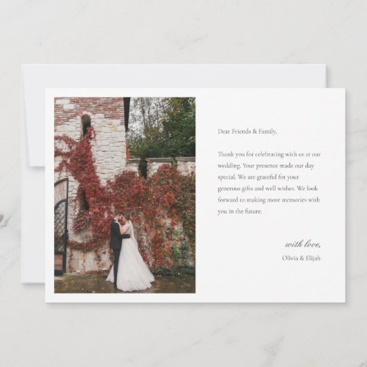 Moderne Eenvoudige Foto Huwelijk W Note Multiphoto Bedankkaart (Achterkant)