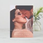 Moderne, eenvoudige foto in wit script save the date (Staand voorkant)