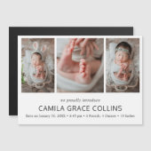 Moderne eenvoudige foto-inklage geboorteaankondigi magnetische uitnodiging (Voorkant / Achterkant)