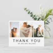 Moderne, eenvoudige foto-inkuilbruiloft bedankkaart (Staand voorkant)
