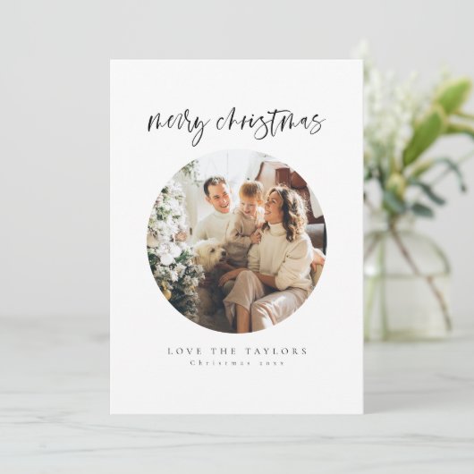 Moderne, eenvoudige foto Kerst Kaart (Staand voorkant)
