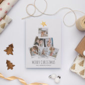 Moderne eenvoudige foto-kerstboom feestdagenkaart