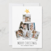Moderne eenvoudige foto-kerstboom feestdagenkaart (Voorkant)