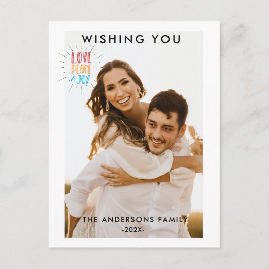 Moderne eenvoudige foto Kerstmis Postkarte Briefkaart (Voorkant)