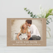 Moderne, eenvoudige foto Kraft Save The Date (Staand voorkant)
