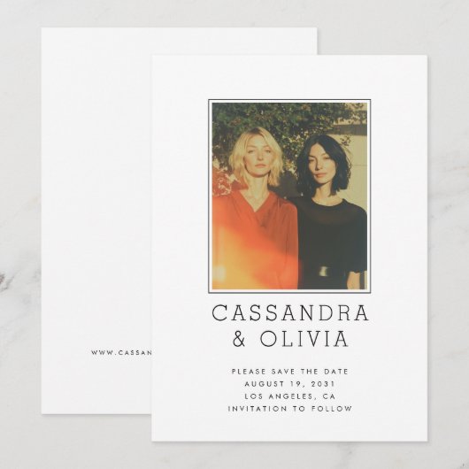 Moderne Eenvoudige Foto Lijst QR Code Trouwen Save The Date (Voorkant / Achterkant)