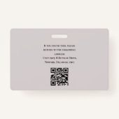 Moderne Eenvoudige Foto Logo QR Barcode Beige Wit Badge (Achterkant)