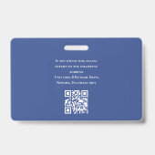 Moderne eenvoudige foto Logo QR barcode Deep Blue Badge (Achterkant)
