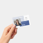 Moderne eenvoudige foto Logo QR barcode Deep Blue Badge (Handheld)