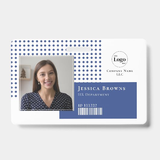 Moderne eenvoudige foto Logo QR barcode Deep Blue Badge (Voorzijde)