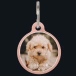 Moderne, eenvoudige foto met elegant chic Paw-foto Huisdierpenning<br><div class="desc">Dit eenvoudige en klassieke ontwerp is samengesteld uit serif typografie en voegt een douanefoto van uw huisdier toe.</div>