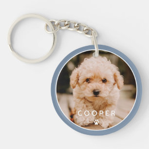 Moderne, eenvoudige foto met elegant chic Paw-foto Sleutelhanger