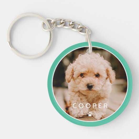 Moderne, eenvoudige foto met elegant chic Paw-foto Sleutelhanger (Voorkant)