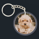 Moderne, eenvoudige foto met elegant chic Paw-foto Sleutelhanger<br><div class="desc">Dit eenvoudige en klassieke ontwerp is samengesteld uit sans serif typografie en voegt een douanefoto van uw huisdier toe.</div>