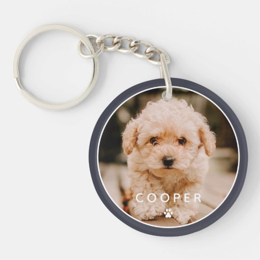 Moderne, eenvoudige foto met elegant chic Paw-foto Sleutelhanger (Voorkant)