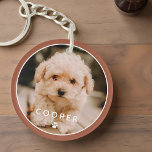 Moderne, eenvoudige foto met elegant chic Paw-foto Sleutelhanger<br><div class="desc">Dit eenvoudige en klassieke ontwerp is samengesteld uit sans serif typografie en voegt een douanefoto van uw huisdier toe.</div>