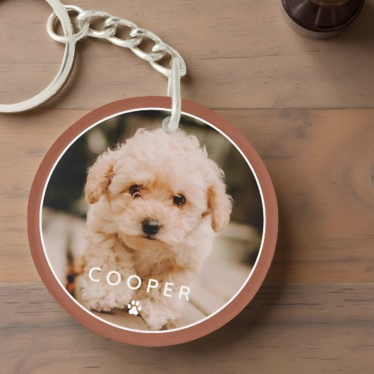Moderne, eenvoudige foto met elegant chic Paw-foto Sleutelhanger