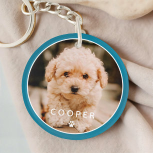 Moderne, eenvoudige foto met elegant chic Paw-foto Sleutelhanger