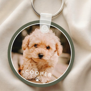 Moderne, eenvoudige foto met elegant chic Paw-foto Sleutelhanger