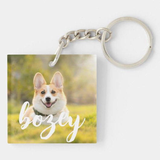 Moderne, eenvoudige foto met elegante grafische fo sleutelhanger (Achterkant)