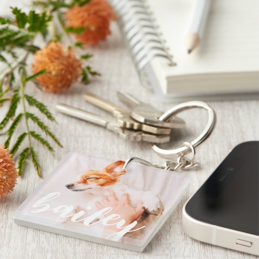 Moderne, eenvoudige foto met elegante grafische fo sleutelhanger (Voorkant Rechts)