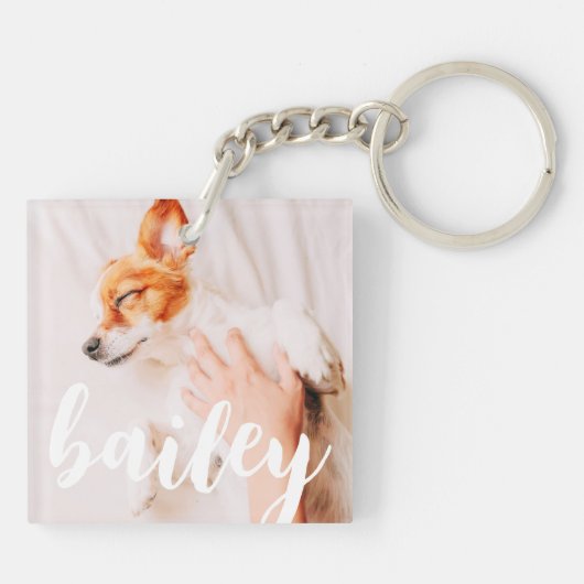 Moderne, eenvoudige foto met elegante grafische fo sleutelhanger (Achterkant)