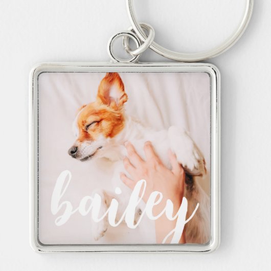 Moderne, eenvoudige foto met elegante grafische fo sleutelhanger (Voorkant)