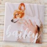 Moderne, eenvoudige foto met elegante grafische fo vierkante button 5,1 cm<br><div class="desc">Dit eenvoudige en klassieke ontwerp is samengesteld uit serif typografie en voegt een douanefoto van uw huisdier toe.</div>
