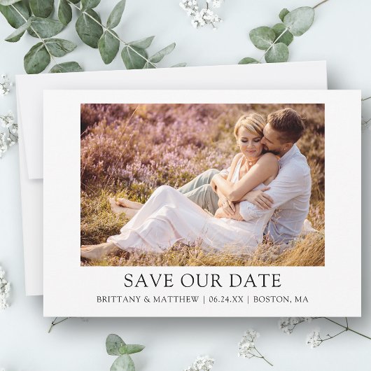 Moderne, eenvoudige foto met minimale opslagcapaci save the date