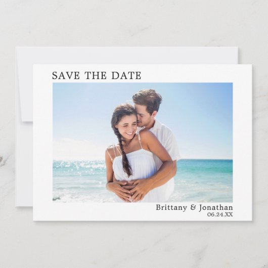 Moderne, eenvoudige foto met minimalistische foto' save the date (Voorkant)