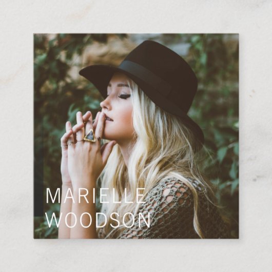 Moderne, eenvoudige foto met minimalistische vierkante visitekaartje (Voorkant)