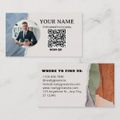 Moderne eenvoudige foto minimalistische qr-code visitekaartje (Voorkant / Achterkant)