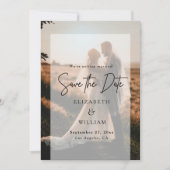 Moderne Eenvoudige Foto Overlay Wedding Save the D Kaart (Voorkant)