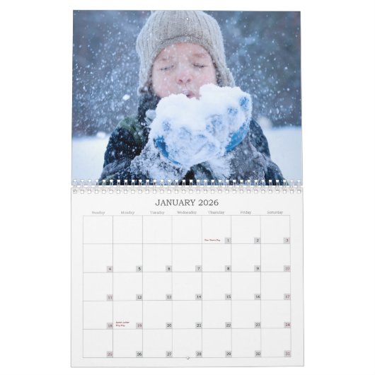 Moderne Eenvoudige foto per maand script Kalender (Jan 2026)
