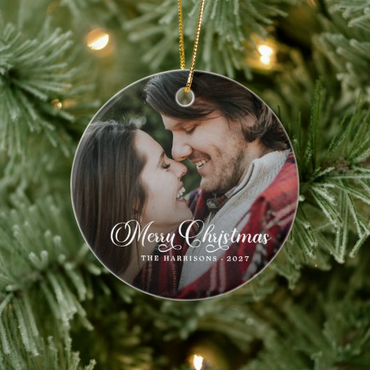Moderne Eenvoudige foto, pretkerst Keramisch Ornament (Boom)