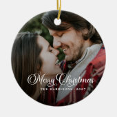 Moderne Eenvoudige foto, pretkerst Keramisch Ornament (Voorkant)