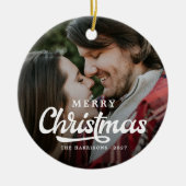 Moderne Eenvoudige foto, pretkerst Keramisch Ornament (Voorkant)