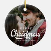 Moderne Eenvoudige foto, pretkerst Keramisch Ornament (Achterkant)