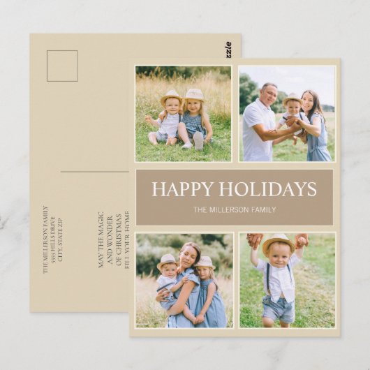 Moderne eenvoudige foto Prettige feestdagen 4-seri Briefkaart (Voorkant / Achterkant)