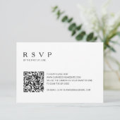 Moderne eenvoudige foto QR-code bruiloft RSVP Kaartje (Staand voorkant)