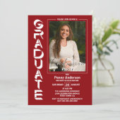 Moderne Eenvoudige Foto Red Graduation Party Kaart (Staand voorkant)