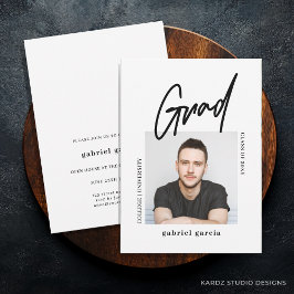 Moderne Eenvoudige Foto Script Afstudeerfeest Kaart