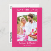 Moderne eenvoudige foto slaat de datum warm roze o briefkaart (Voorkant / Achterkant)