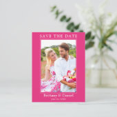 Moderne eenvoudige foto slaat de datum warm roze o briefkaart (Staand voorkant)