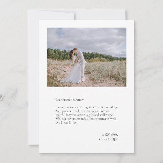 Moderne Eenvoudige Foto Trouwkaart Dank u een opme Bedankkaart (Achterkant)