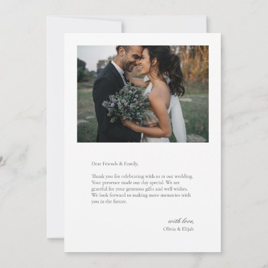Moderne Eenvoudige Foto Trouwkaart Dank u een opme Bedankkaart (Achterkant)