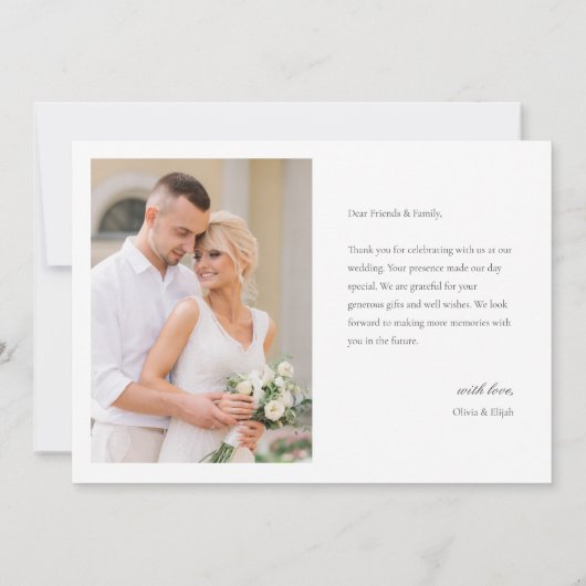 Moderne Eenvoudige Foto Trouwkaart Dank u een opme Bedankkaart (Achterkant)
