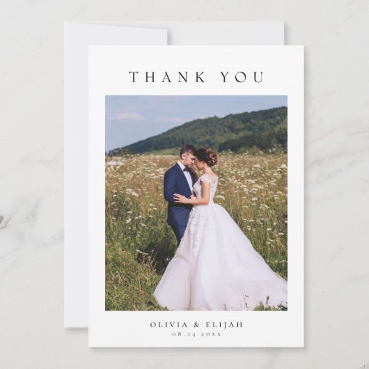 Moderne Eenvoudige Foto Trouwkaart Dank u een opme Bedankkaart (Voorkant)