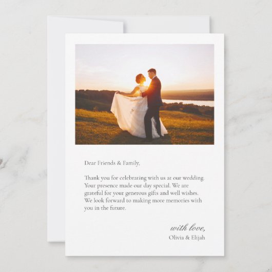Moderne Eenvoudige Foto Trouwkaart Dank u een opme Bedankkaart (Achterkant)
