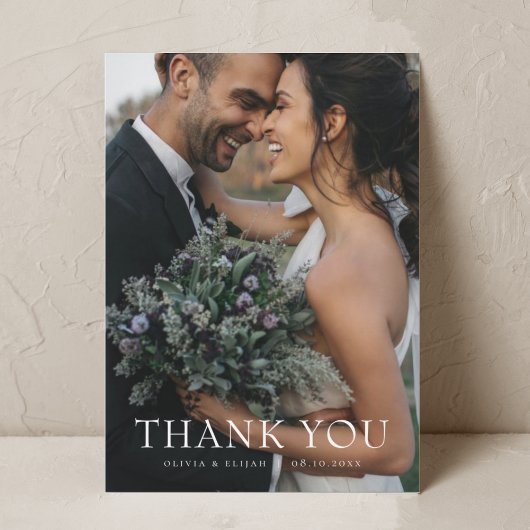 Moderne Eenvoudige Foto Trouwkaart Dank u een opme Bedankkaart